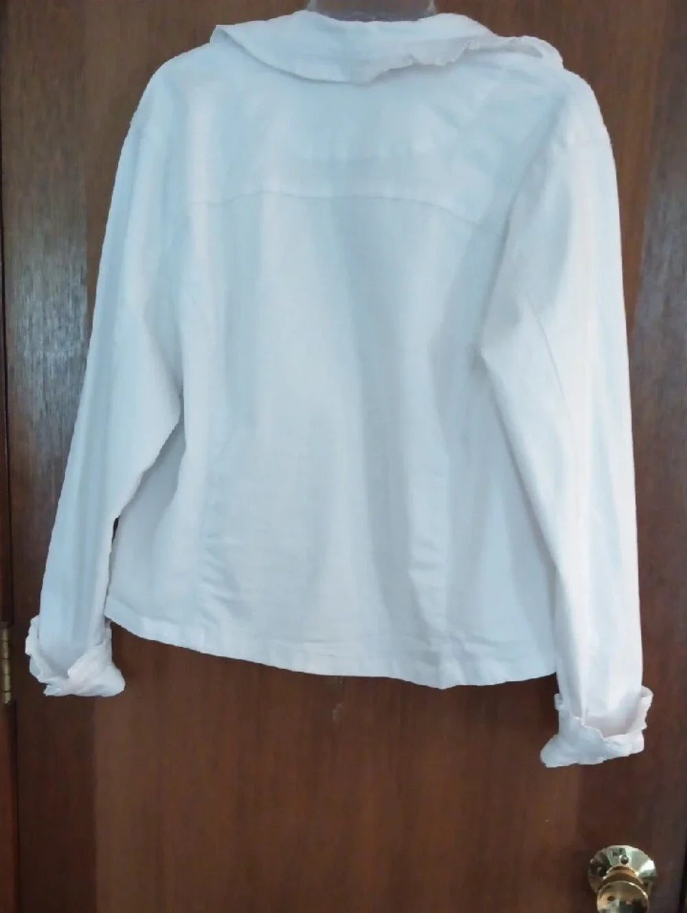 Kate & Mallory White Ruffle-Trim Jean Jacket - Picture 2 of 6